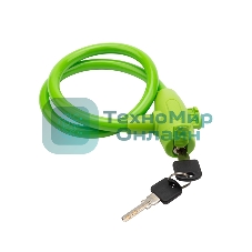 Тросовый замок взломостойкий для велосипедов и колясок с ключом Четыре сезона 65 см зеленый 79-0363