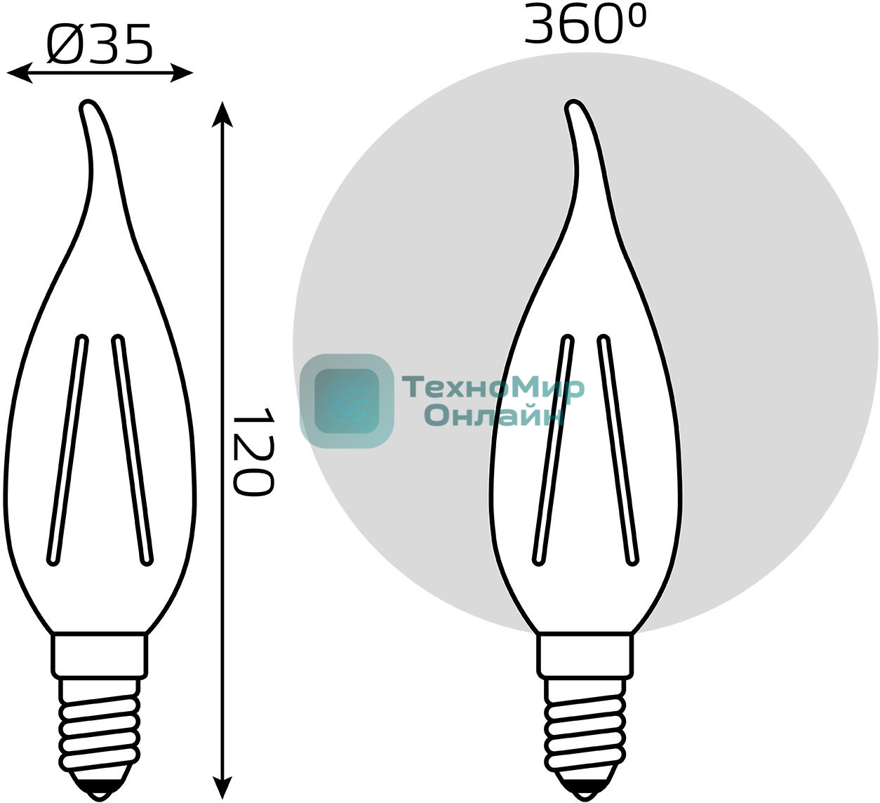 Лампа светодиодная Gauss Filament Свеча на ветру E14 5Вт 4100К Golden