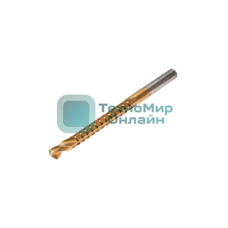 Сверло-фреза по металлу Kranz 6 мм, HSS, ТИТАН, цилиндрический хвостовик (1 шт/уп)