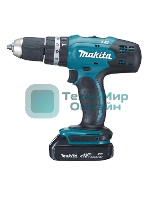 Дрель-шуруповерт Makita DHP453SYE, 18 В, 1.5 Ач, 42 Нм, щеточный