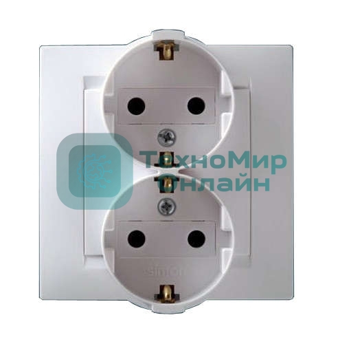 Розетка 2-м СП Simon15 с заземл. бел. Simon 1590459-030