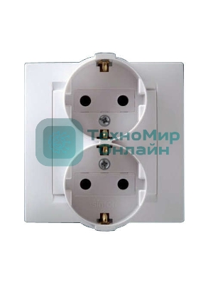 Розетка 2-м СП Simon15 с заземл. бел. Simon 1590459-030