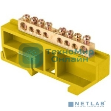 Шина нулевая N 6х9 8 отвер. латунь желт. изолятор на DIN-рейку PROxima EKF sn0-63-08-dz
