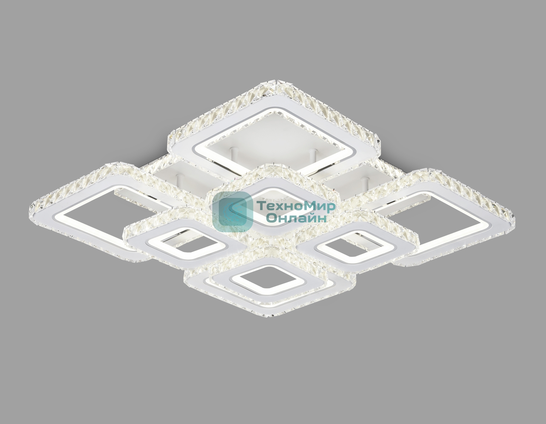Управляемый светодиодный светильник Ambrella light FA1737/4+4 WH/CH белый/хром 215W 3000K/4200K/6400K 720*720*120 (ПДУ РАДИО 2.4G)