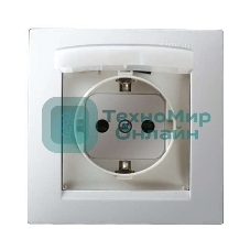 Розетка 1-м СП Simon15 с защ. крышкой защ. шторки с заземл. IP44 бел. Simon 1590450-030