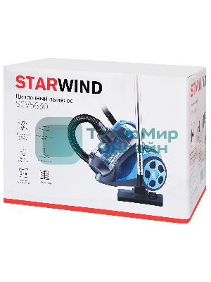 Пылесос Starwind SCV5630 бирюзовый/черный, 350/2000 Вт, уборка сухая, пылесборник контейнер 2.5 л