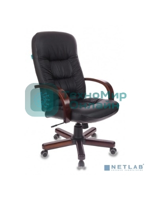 Кресло Бюрократ T-9908/WALNUT черный, кожа