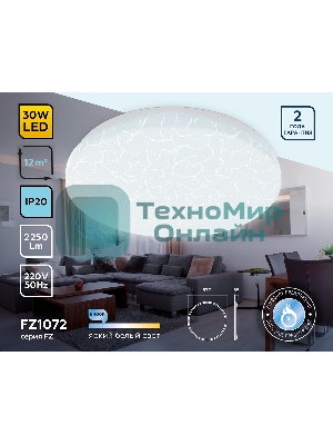 Потолочный светодиодный светильник Ambrella light FZ1072 WH белый 30W 6400K D370*55 (Без ПДУ)