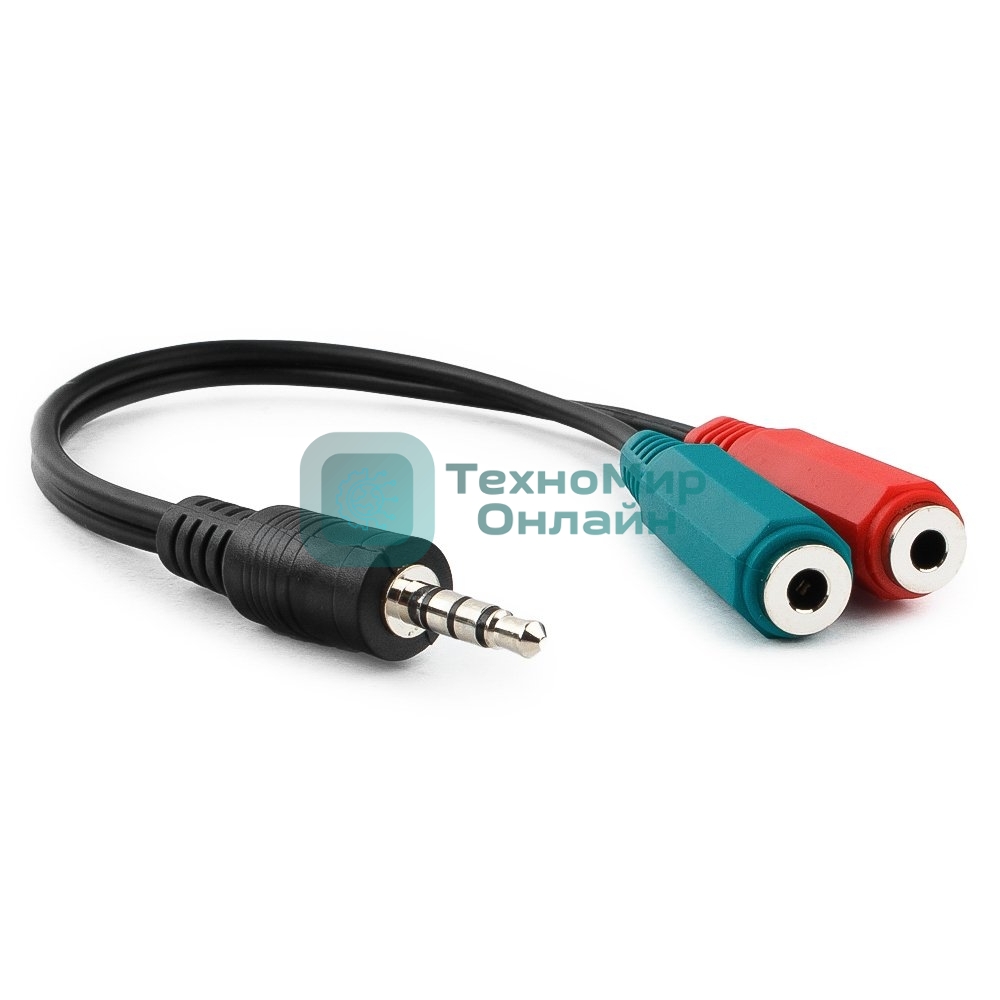 Кабель аудио сигнала Gembird Jack3.5 4pin->Jack3.5 стерео + 3.5 микрофон моно, длина 20с, черный
