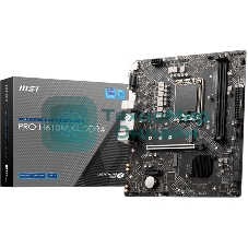 Материнская плата MSI PRO H610M-G DDR4, LGA 1700, Intel H610, 2xDDR4, 4xSATA, 1xM.2, 1xPCIe 4.0 x16, 1xPCIe 3.0 x1, 1xHDMI, 1xDP, 1xVGA, 1xRJ45 1Gb, 2xUSB-A 3.2 Gen 1, 4xUSB-A 2.0, 3x3.5мм, 7.1, mATX