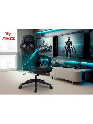 Кресло Zombie DRIVER черный, экокожа, 120 кг, механизм качания