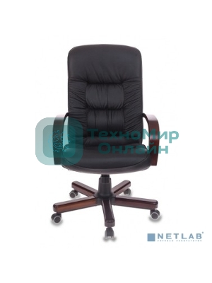 Кресло Бюрократ T-9908/WALNUT черный, кожа