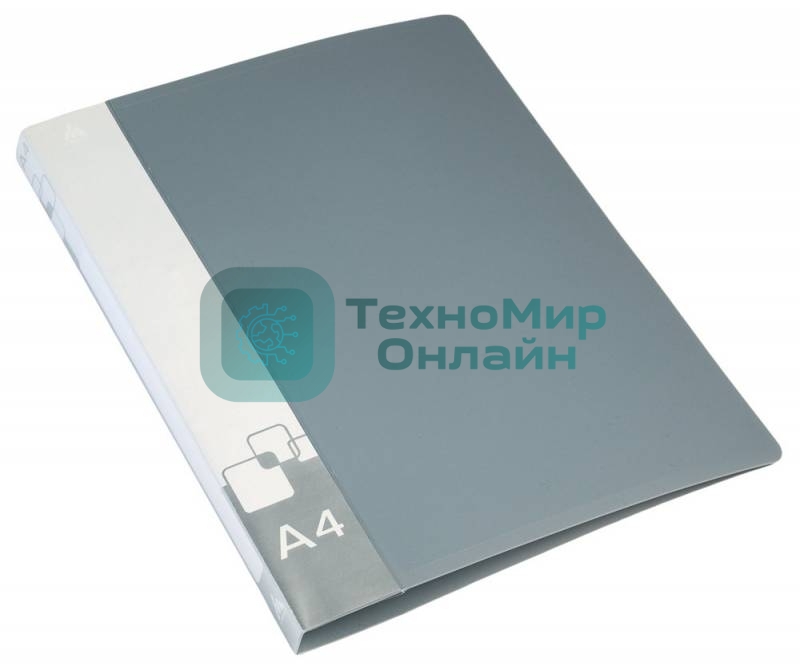 Папка на 2-х кольцах Бюрократ -0812/2RGREY A4, пластик, 0.8мм корешок 40мм, внутренний и торцевой карман, серый