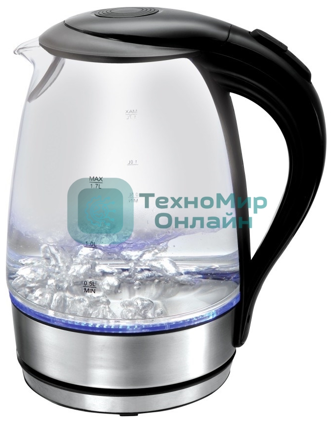 Чайник электрический Kelli KL-1462 стекло(Объем 1.7л. 1850-2200Вт. Термостойкое боросиликатное стекло, внутр. подсветка. Автомат. отключение Шкала уровня воды. Защита чайника от включения без воды. Поворот корпуса на 360°. Закрытый нагреват. элемент.)