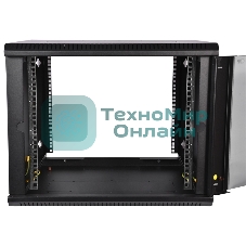 Шкаф телеком. настенный разборный 12U (600х650) дверь стекло,цвет черный (ШРН-Э-12.650-9005) (1коробка)