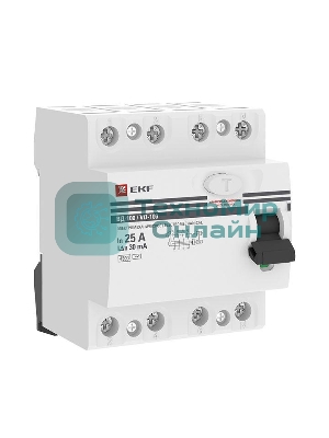Выключатель дифференциального тока (УЗО) 4п 25А 30мА тип AC ВД-100 PROxima (электромех.) EKF elcb-4-25-30-em-pro