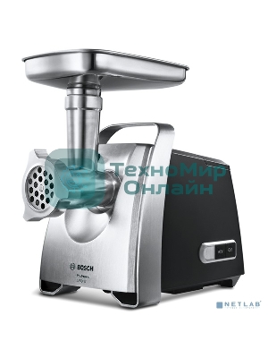 Мясорубка электрическая Bosch MFW68640 черный, 2200 Вт, 4.3 кг/мин, реверс, металлический лоток, насадки - 5