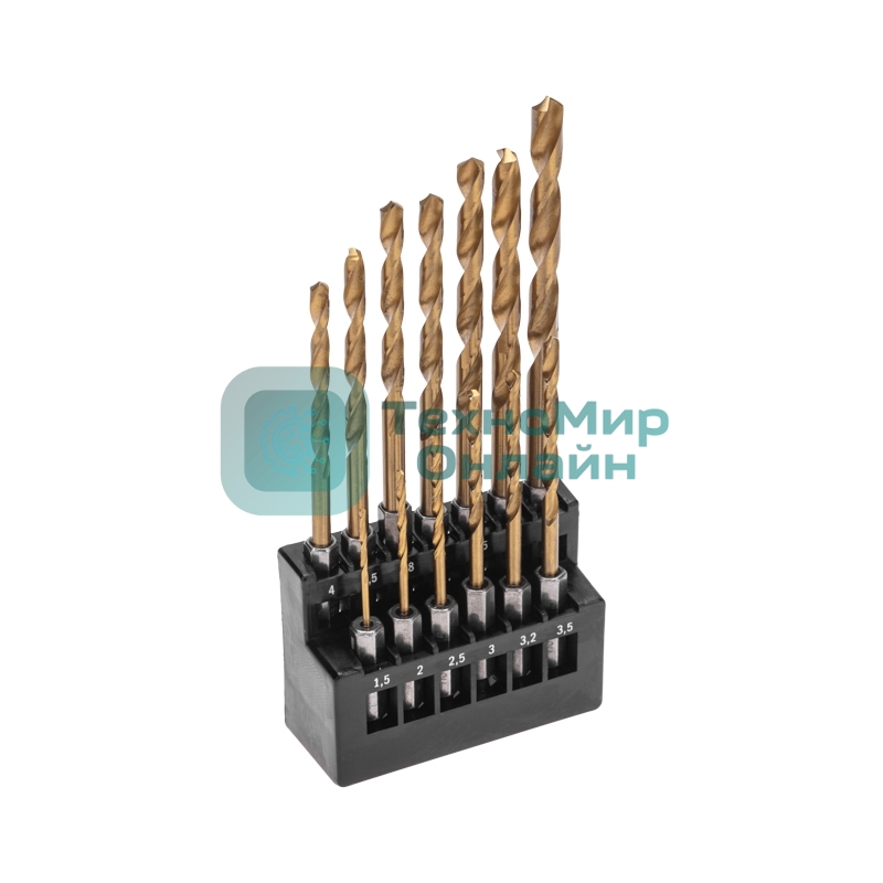 Набор сверл по металлу Kranz 1,5-6,5мм (через 0,5мм, 3,2мм, 4,8мм), HSS, ТИТАН, шестигранный хвостовик, 13 шт.