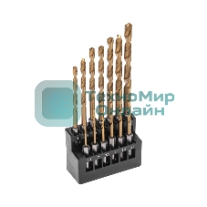 Набор сверл по металлу Kranz 1,5-6,5мм (через 0,5мм, 3,2мм, 4,8мм), HSS, ТИТАН, шестигранный хвостовик, 13 шт.