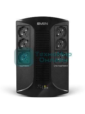 Источник бесперебойного питания SVEN UP-L1000E 1000VA/500W (6 розеток: 3х UPS/сетевой фильтр+3 x сетевой фильтр)