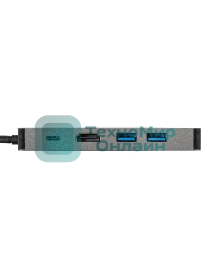 USB-концентратор ExeGate DUB-21C/PD/HL (кабель-адаптер USB Type-C --> 2xUSB3.0 + PD 100W + HDMI 4K@60Hz + Lan RJ45 10/100/1000Mb, Plug&Play, серая)