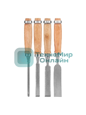 Набор долот-стамесок Sparta 6-12-18-24 мм, плоских, деревянные рукоятки