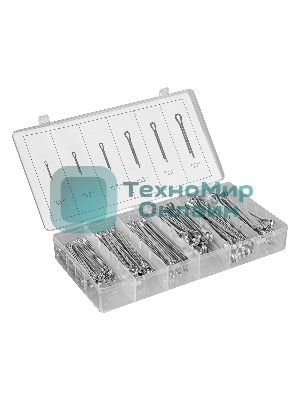 Набор шплинтов Сибртех, S головки х L: 3,2x50, 4x64, 4,8x76, 6,4x50, 6,4x76, 8x64 мм, 144 предметов