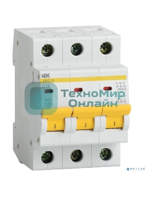 Выключатель автоматический модульный 3п B 16А 4.5кА ВА47-29 IEK MVA20-3-016-B