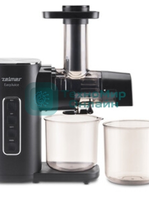 Соковыжималка Zelmer ZJP3900 чёрный/серебристый, шнековая горизонтальная, 150 Вт, 500 мл, электронное, реверс