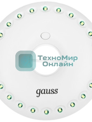 Фонарь кемпинговый модель Gauss GFL003 24LED 300lm 3xAA белый магнит и карабин LED 1/12/72