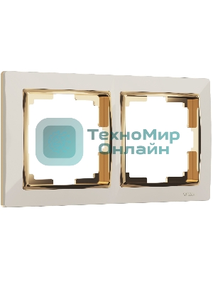 Рамка на 2 поста (слоновая кость/золото) W0021932