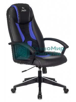 Кресло Zombie 8 черный/синий, экокожа, 120 кг, механизм качания