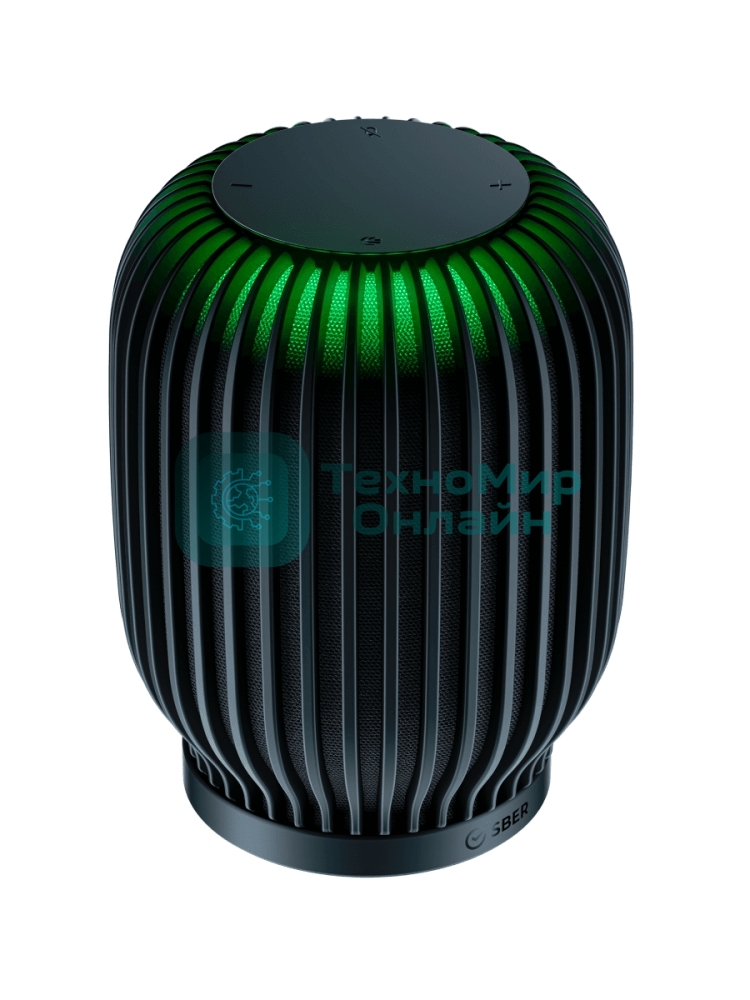 Умная колонка Sber SberBoom, 40Вт, стандартная, 1 динамик, Мультирум, Стереопара, Wi-Fi, Bluetooth 5.0, Салют, черный