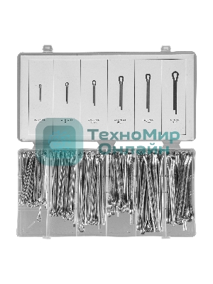 Набор шплинтов Сибртех, S головки х L: 3,2x50, 4x64, 4,8x76, 6,4x50, 6,4x76, 8x64 мм, 144 предметов