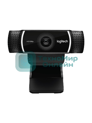 Веб-камера Logitech C922 Pro Stream 1920x1080, 30 кадр/с, USB Type-A, микрофон (2 шт, шумоподавление), автоматическая фокусировка, автоосвещение, универсальное крепление