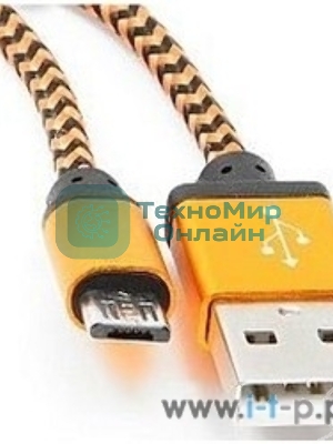 Кабель Gembird USB 2.0 Cablexpert AM/microBM 5P, 1м, нейлоновая оплетка, алюминиевые разъемы, оранжевый, пакет