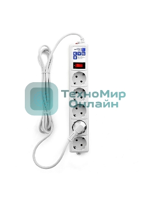 Сетевой фильтр Powercube SPG-B-10-WHITE 3 м, 5 розеток, белый, коробка
