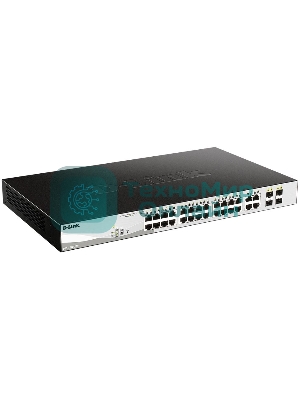 Коммутатор D-Link DGS-1210-28P/FL1A, L2 Managed Switch with 24 10/100/1000Base-T ports and 4 100/1000Base-T/SFP combo-ports (24 PoE ports 802.3af/802.3at (30 W), PoE Budget 193 W).8K Mac address, 802.3x Flow Co