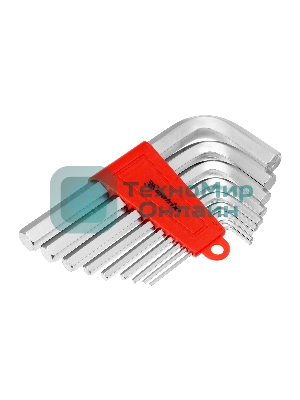 Набор ключей имбусовых Matrix HEX, 2–12 мм, CrV, 9 шт., короткие, сатин.