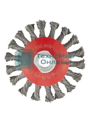 Щетка Matrix для УШМ, 100 мм, М14, Тарелка, крученая проволока 0,5 мм