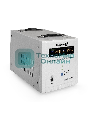Стабилизатор напряжения ExeGate Expert AS-8000 (8000ВА, вход 140-260В, цветной дисплей, выход 220В±8%, КПД 98%, 5 уровней защиты, задержка, усиленный метал. корпус, клем.колодка, RTL)