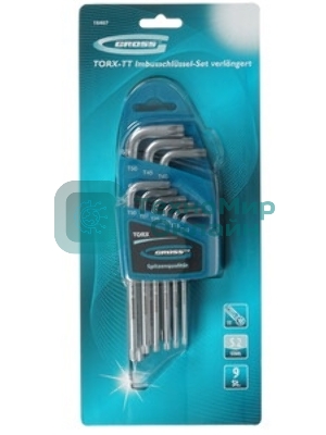 Набор ключей Gross 16407 имбусовых torx-tt 9шт: t10-t50 удлиненные s2 сатинированные