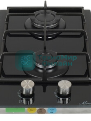 Газовая варочная панель Monsher MGG 33 NoirR, газ, High-Tech, 30 см, автоматический электроподжиг, газ-контроль, форсунки под сжиженый газ, SABAF конфорки, чугунные решетки, черный