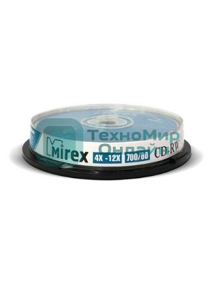 Диск CD-RW Mirex 700 Mb, 12х, Cake Box (10), (10/300)