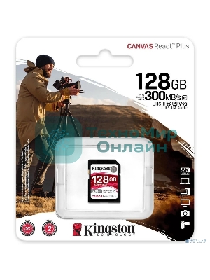 Флеш карта Kingston 128Gb Canvas React Plus SDXC UHS-II 300R/260W U3 V90