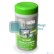 Салфетки Cactus CS-1001PE для экранов и оптики туба 100 шт влажных