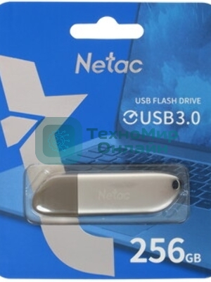 Флешка USB Netac U352 (NT03U352N-256G-32PN), 256Gb, USB 3.0, R/W 110/50, серебристый