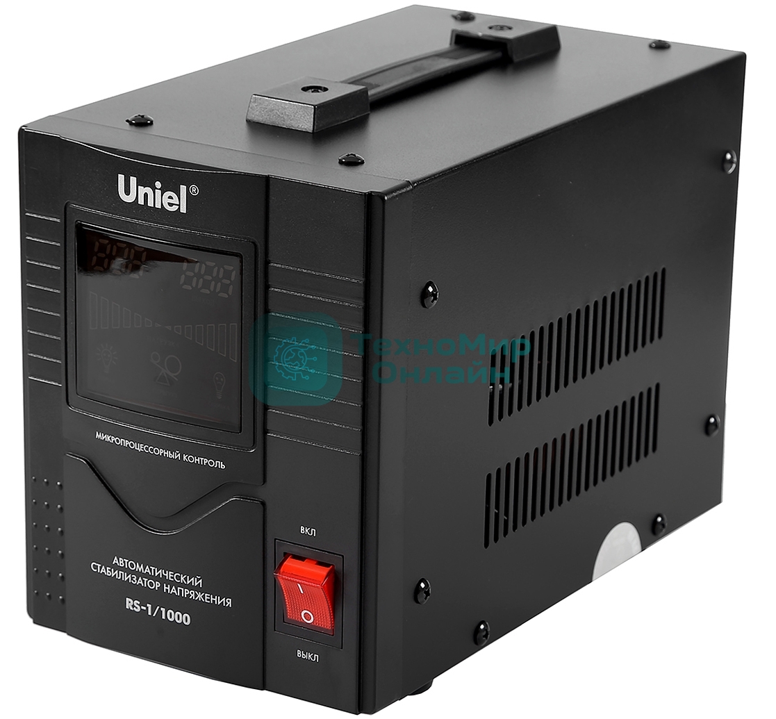 Стабилизатор Uniel RS-1/1000 однофазный, цифровой 220В, 800Вт, вх.140-260В