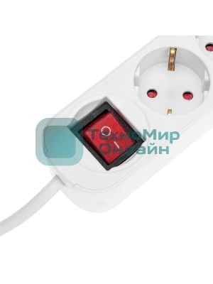 Удлинитель Rexant STANDARD 3 гнезда, 3 м, 3х1,0 мм², с/з, с выключателем, 2 USB, белый