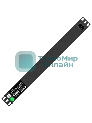 Блок розеток с сетевым фильтром (Surge Protect), защитой от перегрузки, выключателем с подсветкой и разъемом подключения C14 ExeGate ServerPro PDU-19H605 Al-6S-C14-SW-O-SPD1 (19